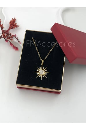 Çelik Kadın Kolye  Çelik Kadın Kolye Paslanmaz Çelik 14k Gold Kadın 45 cm Kolye Kar tanesi HEDİYE KUTULU