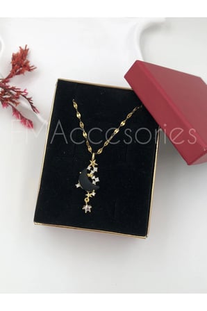 Çelik Kadın Kolye  Çelik Kadın Kolye Paslanmaz 14k Gold 45 cm Ay Kolye Çelik Antialerjik HEDİYE KUTULU