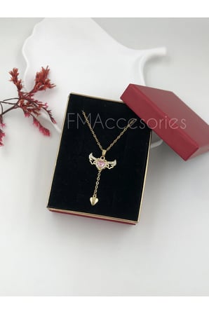 Çelik Kadın Kolye  Çelik Kadın Kolye Paslanmaz 14k Gold 45 cm Sallanan Melek Kanadı Antialerjik HEDİYE KUTULU