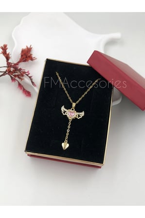 Çelik Kadın Kolye  Çelik Kadın Kolye Paslanmaz 14k Gold 45 cm Sallanan Melek Kanadı Antialerjik HEDİYE KUTULU