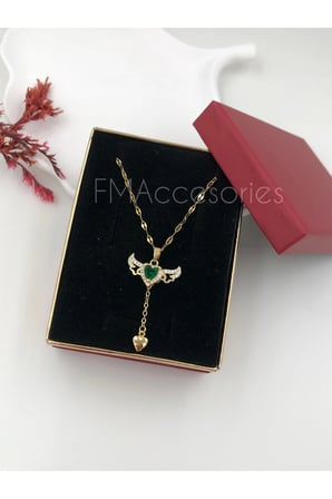 Çelik Kadın Kolye  Çelik Kadın Kolye Paslanmaz 14k Gold 45 cm Sallanan Melek Kanadı Antialerjik HEDİYE KUTULU