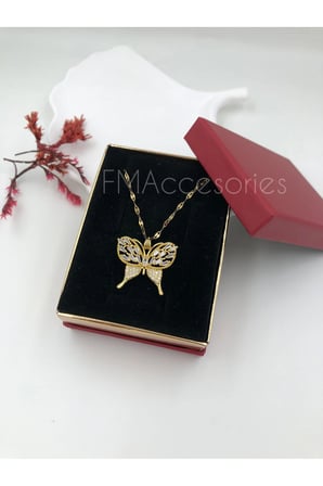 Çelik Kadın Kolye  Çelik Kadın Kolye Paslanmaz Çelik 14k Gold Kadın 45 cm Kolye Antialerjik HEDİYE KUTULU