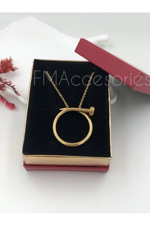 Çelik Kadın Kolye  Çelik Kadın Kolye Paslanmaz Çelik 14k Gold Kadın 45 cm Kolye Antialerjik HEDİYE KUTULU