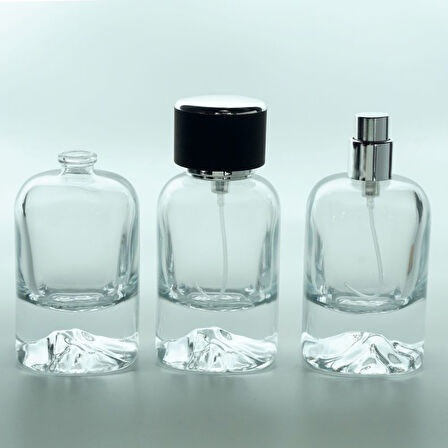 20 ADET BOŞ CAM PARFÜM ŞİŞE, 50 ML, KARE MOUNT (DAĞ) MODEL, ŞEFFAF, GEÇMELİ, BK