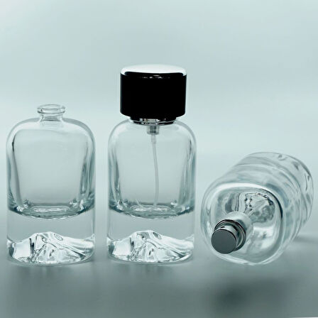 20 ADET BOŞ CAM PARFÜM ŞİŞE, 50 ML, KARE MOUNT (DAĞ) MODEL, ŞEFFAF, GEÇMELİ, BK