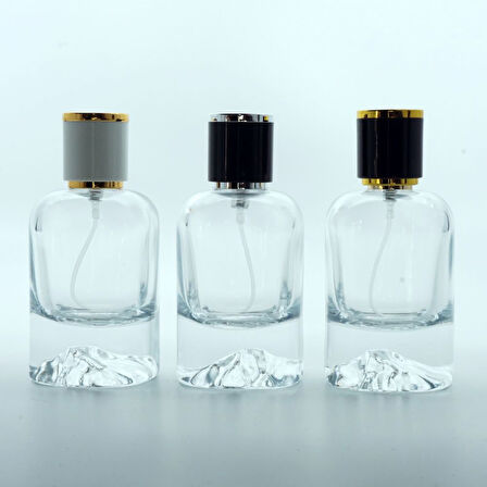 20 ADET BOŞ CAM PARFÜM ŞİŞE, 50 ML, KARE MOUNT (DAĞ) MODEL, ŞEFFAF, GEÇMELİ, KK