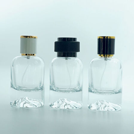 20 ADET BOŞ CAM PARFÜM ŞİŞE, 50 ML, KARE MOUNT (DAĞ) MODEL, ŞEFFAF, GEÇMELİ, KK