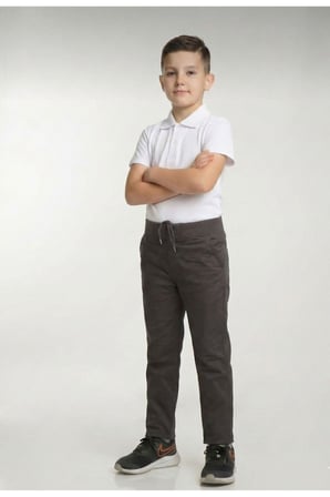 Çocuk Rıbana Bel FÜME Canvas Okul Pantolonu (OKULA DÖNÜŞ)