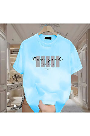 New York X Baskılı Beyaz Tshirt