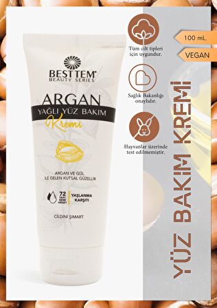 Yüz Bakım Kremi Argan Ve Gül, Sıkılaştırıcı, Nemlendirici, Besleyici Kadifemsi Yapı 100ml