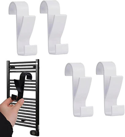 Microcase Sert Plastik Çift Başlı Kalorifer Radyatör Peteğinden Havlu Bornoz Kurutma Askılığı 4 Adet - AL4994