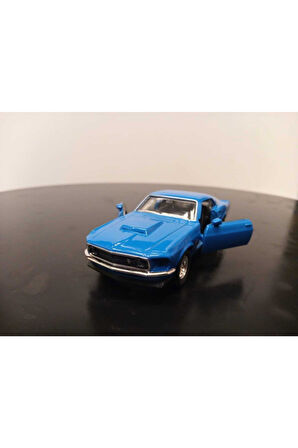 1:36 Mustang Boss 428 Model Araba Diecast Çek Bırak Mavi