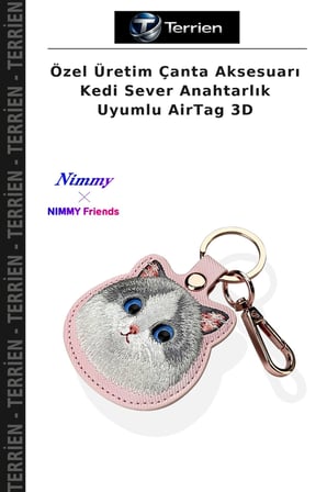 Özel Üretim Çanta Aksesuarı Kedi Sever Anahtarlık Uyumlu AirTag 3D
