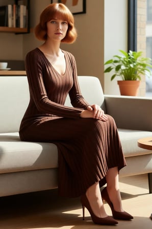 Kadınlar İçin Bodycon Kesim V Yaka Düz Desen Uzun Kollu Maxi Triko Elbise Kışlık Zarafet Kaliteli