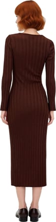 Kadınlar İçin Bodycon Kesim V Yaka Düz Desen Uzun Kollu Maxi Triko Elbise Kışlık Zarafet Kaliteli