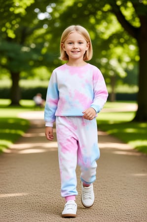 Kız Çocuk %100 Pamuklu Batik Desenli Sweatshirt ve Eşofman Altı Takımı Kaliteli Şık Rahat