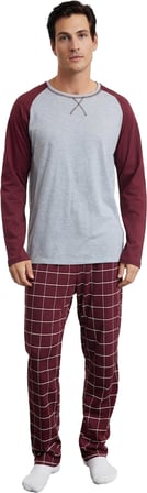 Erkek Kareli Pijama Takımı Bisiklet Yaka Reglan Kol Fonksiyonel Dayanıklı Kaliteli Estetik