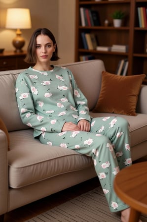 Kadın Ekose Desenli Pijama Takımı Bisiklet Yaka Fonksiyonel Dayanıklı Kaliteli Konforlu Şık