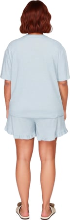 Kadın Kedi Baskılı Fitted Pijama Takımı Yazlık Fonksiyonel Dayanıklı Kaliteli Konforlu Şık