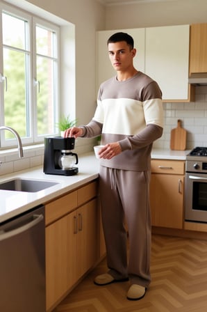 Unisex Renk Bloklu Waffle Dokulu Pijama Takımı Fonksiyonel Dayanıklı Kaliteli Konforlu Şık
