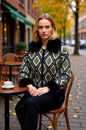 Kadın Moda Şık Regular Polo Yaka Regular Çıkartılabilir Suni Kürklü Simli Triko Hırka