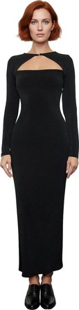 Kış Sezonu Kadın Bodycon Maxi Elbise Uzun Kollu Cut Out Detaylı Şık Gece Davetleri İçin Kaliteli