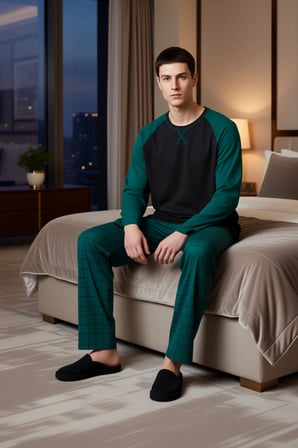 Erkek Kareli Pijama Takımı Bisiklet Yaka Reglan Kol Fonksiyonel Dayanıklı Kaliteli Estetik