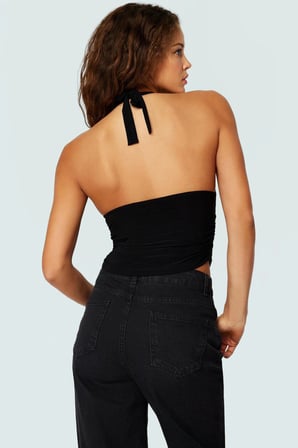 Yazlık Crop Bluz Boyundan Bağlamalı Vücuda Oturan Esnek Örme Premium Kalite Kaliteli İşçilik