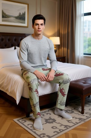 Erkek Kaplan Desenli Pijama Üstü ve Altı Takımı Fonksiyonel Dayanıklı Kaliteli Konforlu Şık