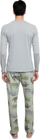 Erkek Kaplan Desenli Pijama Üstü ve Altı Takımı Fonksiyonel Dayanıklı Kaliteli Konforlu Şık