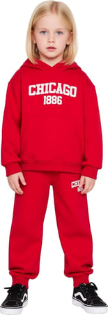 Chicago 1886 Kapüşonlu Oversize Sweatshirt ve Eşofman Altı Takımı Genç Kaliteli Şık Rahat