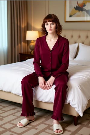 Kadın Volanlı Gömlek Yaka Pijama Takımı Fonksiyonel Dayanıklı Kaliteli Konforlu Estetik Şık