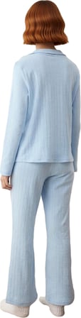Kadın Açık Fitilli Pijama Takımı Gömlek Pantolon Fonksiyonel Dayanıklı Kaliteli Konforlu Şık