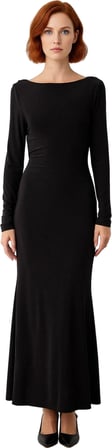 Kışlık Sezon Kadın Elbise Bodycon Kalıp Maxi Boy Uzun Kollu Örme Sandy Kumaş Mezuniyet Balosu