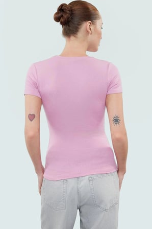 Rahat Günlük Stil Fitted Bluz Vücut Oturan Pamuklu Viskoz Ribana Modern Premium Kalite
