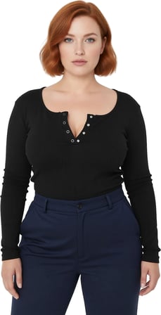 Moda Büyük Beden Havuz Yaka Örme Regular Düz Desen Casual Günlük Crop Uzun Kol Bluz