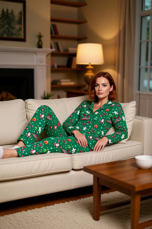 Kadın Yılbaşı Desenli Pamuklu Pijama Takımı Fonksiyonel Dayanıklı Kaliteli Konforlu Modern