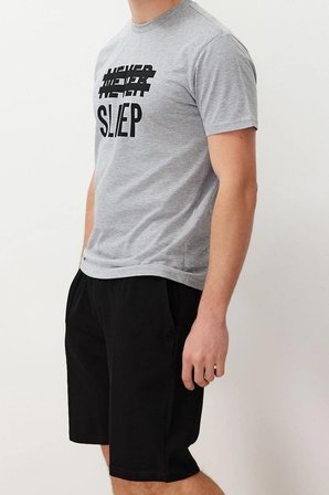 Erkek Tişört ve Şortlu Pijama Takımı Slogan Baskılı Fonksiyonel Dayanıklı Kaliteli Estetik