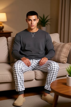 Erkek Kışlık Ekose Desenli Pijama Takımı Bisiklet Yaka Fonksiyonel Dayanıklı Kaliteli Spor