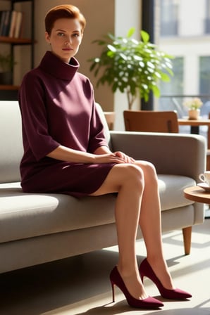 Kadın Casual Örme Selanik Mini Elbise Balıkçı Yaka Düşük Truvakar Kol Kış Şıklığı İçin Rahat Ve