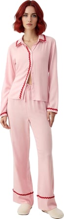 Kadın Viskon Dokuma Pijama Takımı Gömlek Yaka Detaylı Fonksiyonel Dayanıklı Kaliteli Rahat