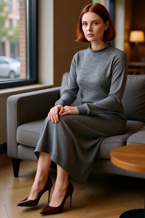 Kadın Tesettür Maxi Elbise Düz Desenli Uzun Kollu Dik Yaka Triko Akrilik Kumaş Günlük Şıklık Cool