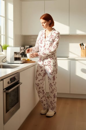 Kadın Kışlık Yılbaşı Desenli Pijama Takımı Gömlek Yaka Fonksiyonel Dayanıklı Kaliteli Spor