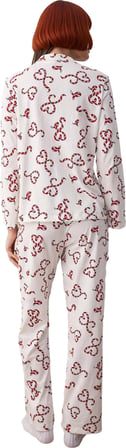 Kadın Kışlık Yılbaşı Desenli Pijama Takımı Gömlek Yaka Fonksiyonel Dayanıklı Kaliteli Spor