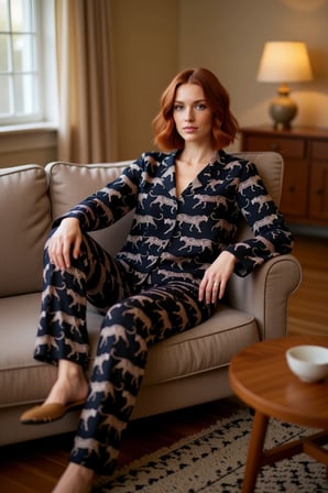 Kadın Kaplan Baskılı Gömlek Pantolon Pijama Takımı Fonksiyonel Dayanıklı Kaliteli Konforlu