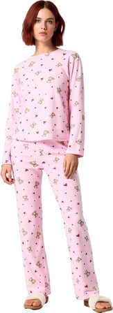 Ayıcık Desenli Kadın Polar Pijama Takımı Fonksiyonel Dayanıklı Kaliteli Konforlu Estetik Şık