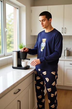 Unisex Ayıcık Baskılı Pijama Takımı Fonksiyonel Dayanıklı Kaliteli Konforlu Estetik Modern