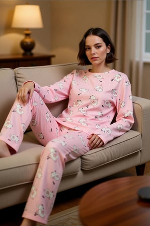 Kadın Ekose Desenli Pijama Takımı Bisiklet Yaka Fonksiyonel Dayanıklı Kaliteli Konforlu Şık