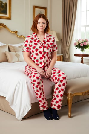 Kadın Çilek Desenli Pijama Takımı Fonksiyonel Dayanıklı Kaliteli Konforlu Estetik Premium Şık