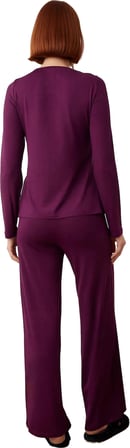 Kadın Mürdüm Lounge Pijama Takımı Viskon Süprem Kayık Yaka Fonksiyonel Dayanıklı Kaliteli Şık